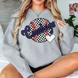 Cowboys Checker Baseball Heart DTF Print