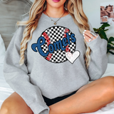 Comets Checker Baseball Heart DTF Print