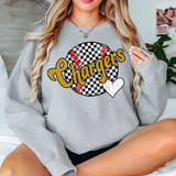 Chargers Checker Baseball Heart DTF Print