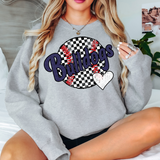 Bulldogs Checker Baseball Heart DTF Print