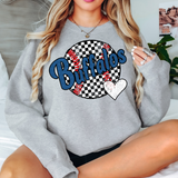 Buffalos Checker Baseball Heart DTF Print