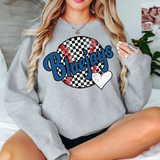 Bluejays Checker Baseball Heart DTF Print