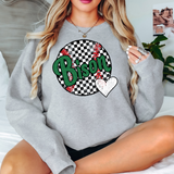 Bison Checker Baseball Heart DTF Print
