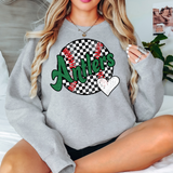 Antlers Checker Baseball Heart DTF Print