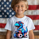 T-Rex Monster Truck Patriotic DTF Print