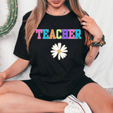 Teacher Color Block Daisy DTF Print