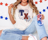 Fireworks TX Texas Faux Glitter DTF Print