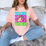 Teacher Bookworm Repeat Leopard Pencil DTF Print
