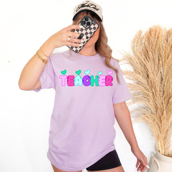 Teacher Preppy Bubble Grade DTF Print