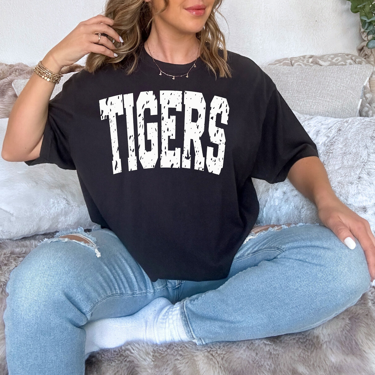 Tigers Varsity Distressed Teams DTF Print