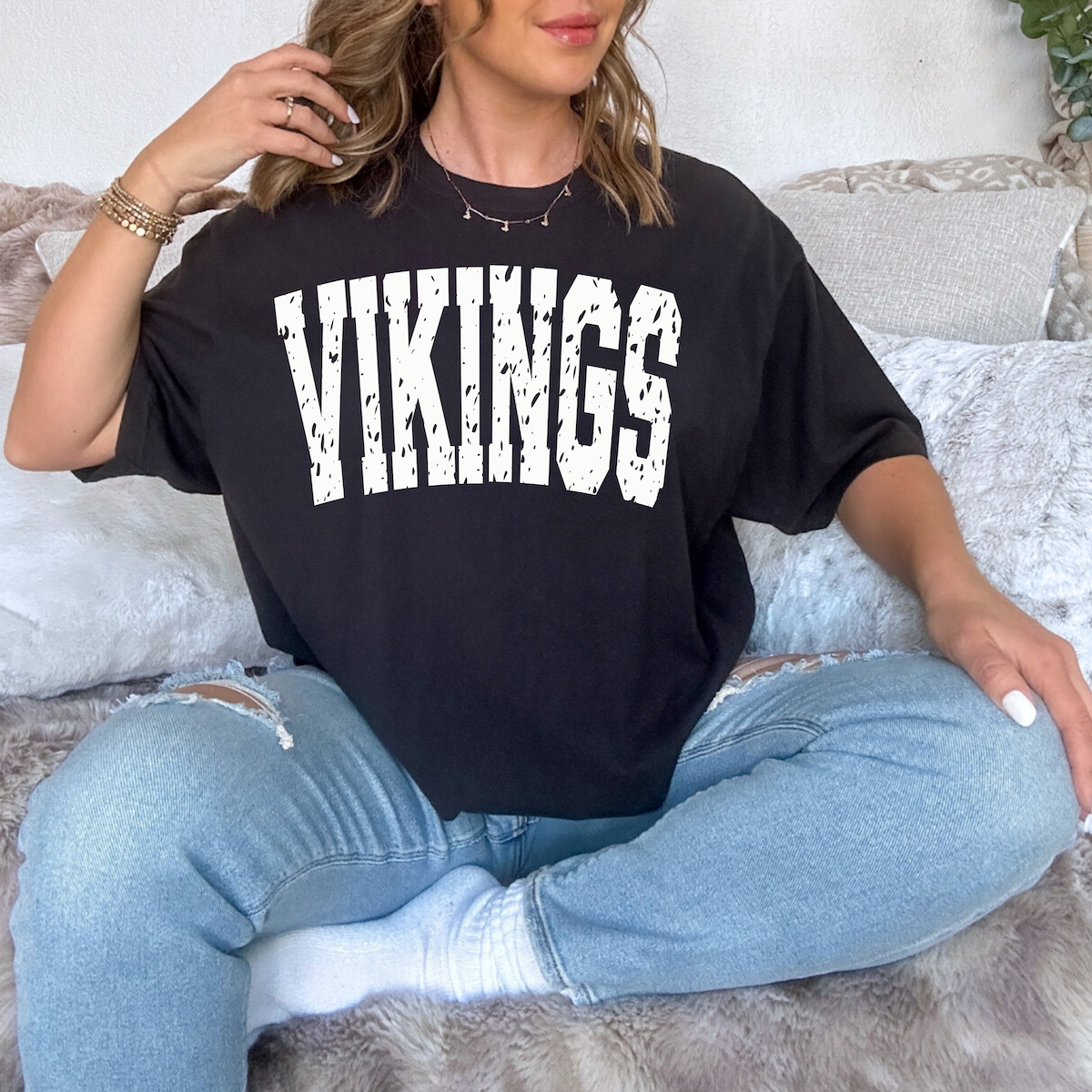 Vikings Varsity Distressed Teams DTF Print