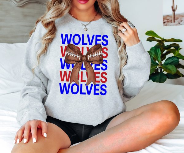 Wolves Repeat Football Bow DTF Print