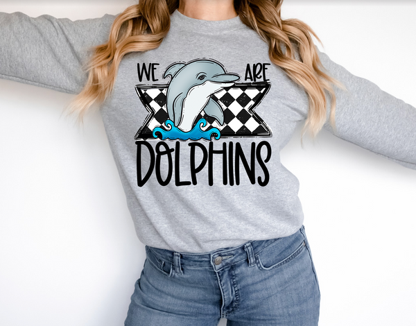 We Are Dolphins Checker DTF Print