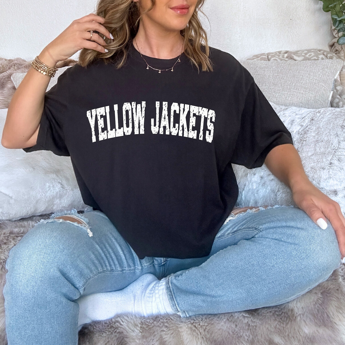 Yellow Jackets Varsity Distressed Teams DTF Print