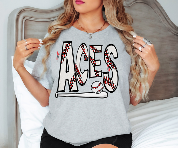 Aces Baseball Doodle DTF Print