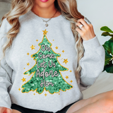 Oh Come Let Us Adore Him Sequin Effect Tree DTF Print