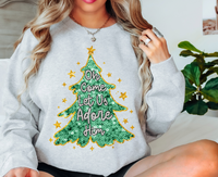 Oh Come Let Us Adore Him Sequin Effect Tree DTF Print