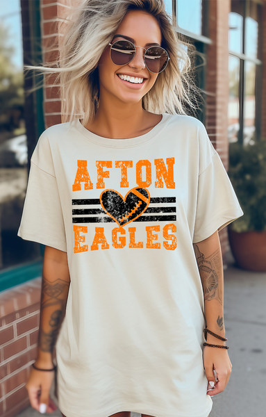 Afton Eagles Grunge Heart Football DTF Print