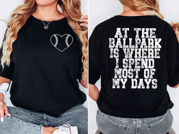 At the Ballpark is Where I Spend Most of my Days Baseball DTF Print
