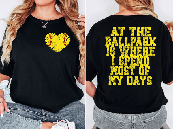 At the Ballpark is Where I Spend Most of my Days Softball DTF Print