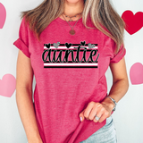 Auntie Black and White Hearts DTF Print