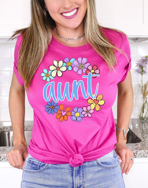 Aunt Spring Flower Circle DTF Print