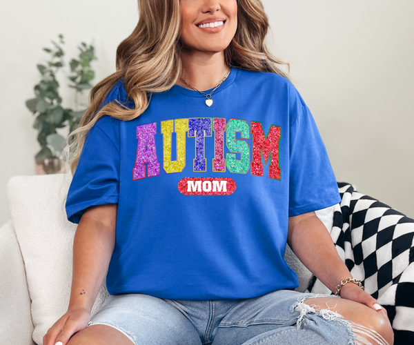 Autism Mom Glitter Effect DTF Print