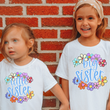 Big Sister Little Sister Spring Flower Circle DTF Print