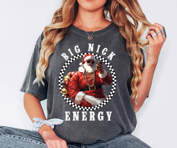 Big Nick Energy Checker Santa DTF Print