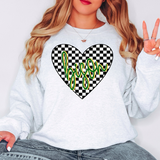 Bison Retro Checker Heart DTF Print