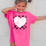 Distressed Checker Heart DTF Print