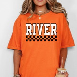 River Black & White DIstressed Checker DTF Print