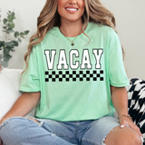 Vacay Black & White DIstressed Checker DTF Print
