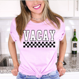 Vacay Black & White DIstressed Checker DTF Print