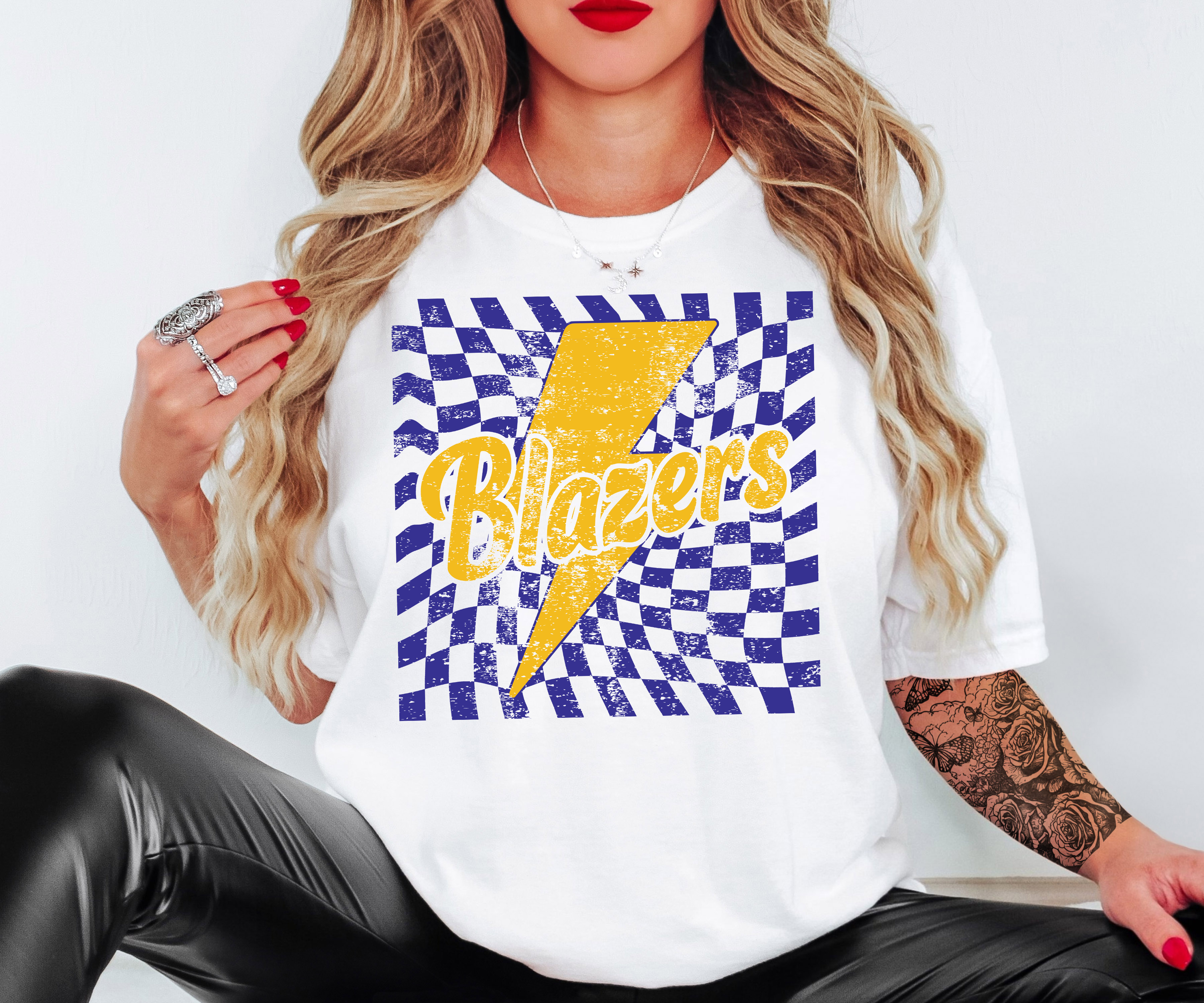 Blazers Checker Bolt DTF Print
