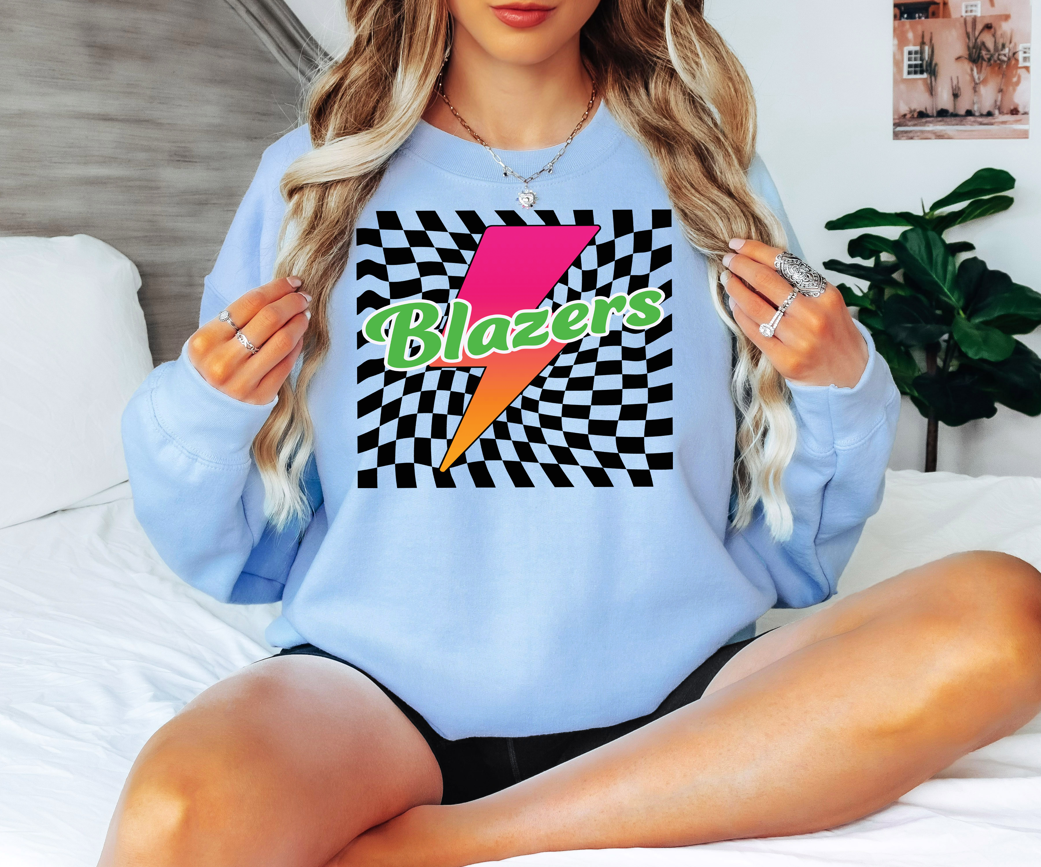 Blazers Checker Leopard Bolt DTF Print