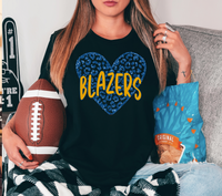 Blazers Faux Glitter Heart DTF Print