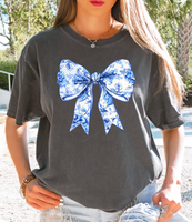 Coquette Floral Blue Bow DTF Print