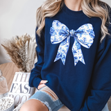 Coquette Floral Blue Bow DTF Print