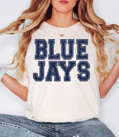 Varsity Blue Jays Glitter Effect DTF Print