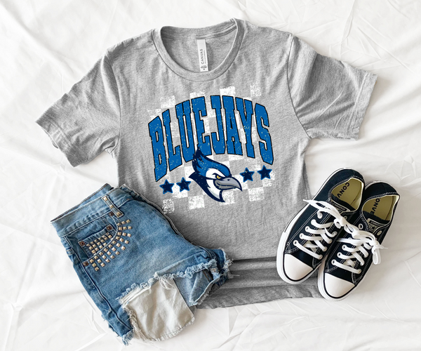 Bluejays Checker Star Grunge DTF Print