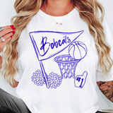 Bobcats Basketball Sketch DTF Print