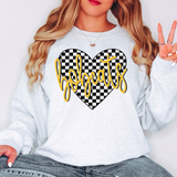 Bobcats Retro Checker Heart DTF Print