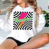 Bombers Checker Leopard Bolt DTF Print