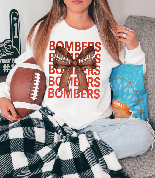 Bombers Repeat Football Bow DTF Print