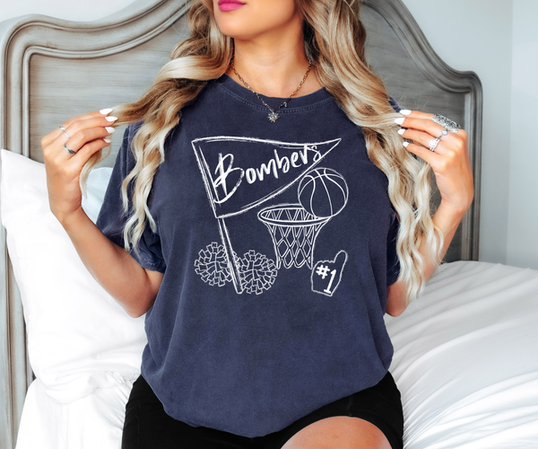 Bombers Basketball Sketch DTF Print