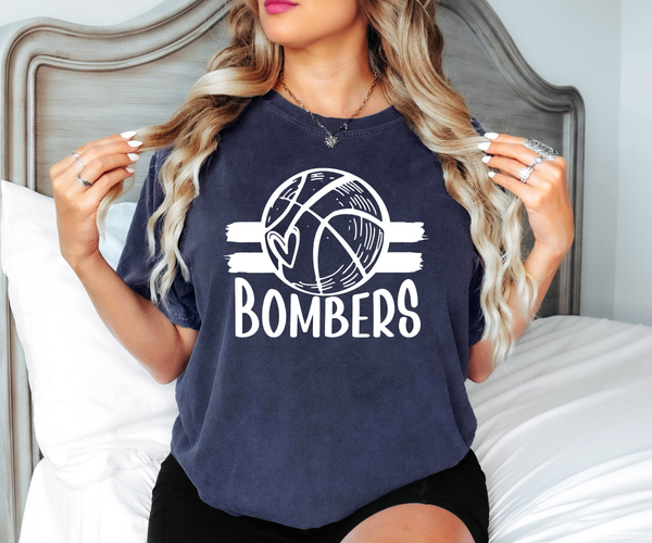 Bombers Basketball with Heart DTF Print