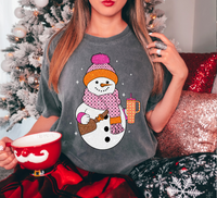 Boojee Snowman Glitter Embroidery Effect DTF Print