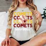 Comets Baseball Bookworm Repeat DTF Print