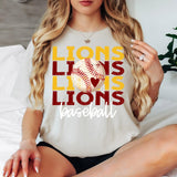 Lions Baseball Bookworm Repeat DTF Print